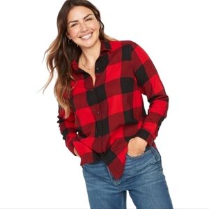 Old Navy The Classic Shirt Plaid Flannel 100% Cotton Women's Shirt Size M